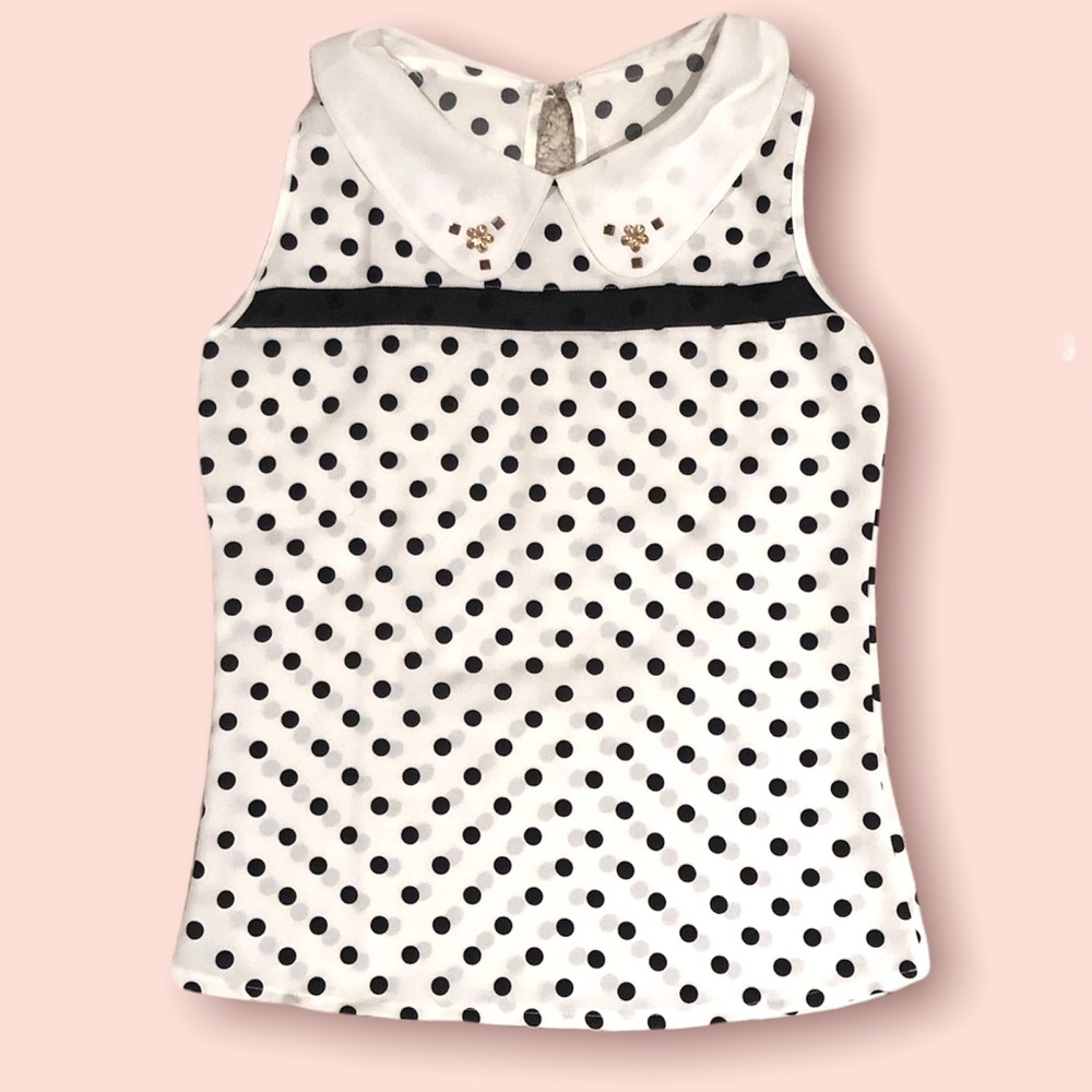 Polka Dot Sleeveless Blouse